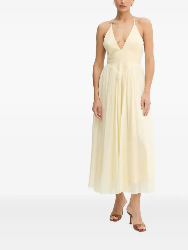 sachin and babi light blue dress Bardot Yve Satin Halter Dress