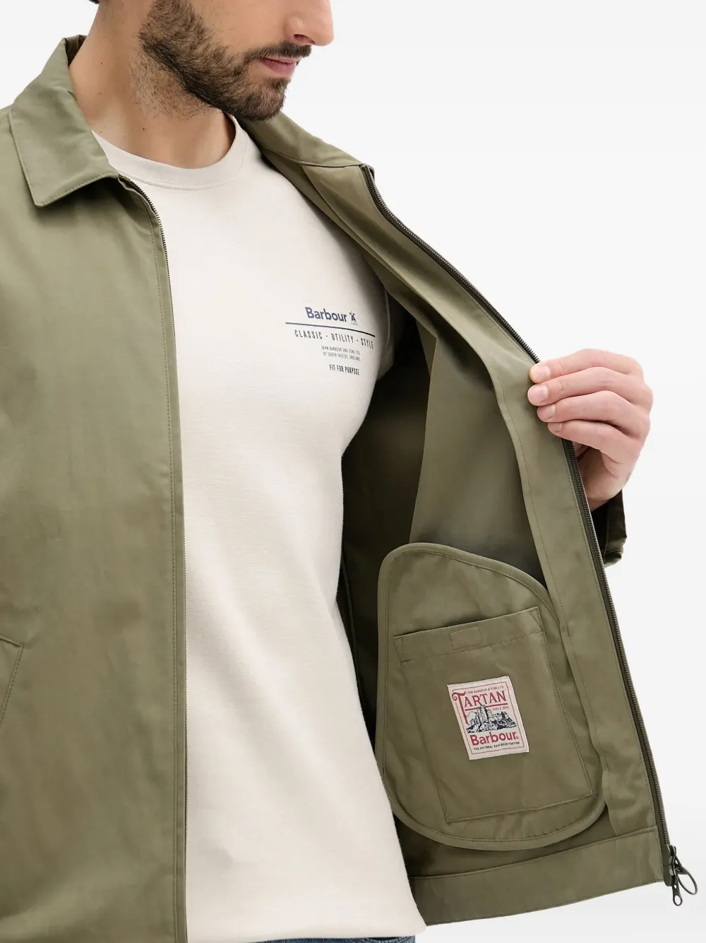 Barbour Zip-fastening Patch-pocket Jacket In Green