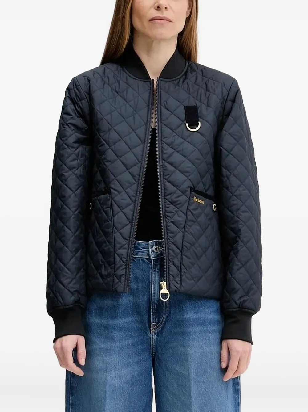 Barbour Gewatteerd jack met diamantvormig patroon Blauw