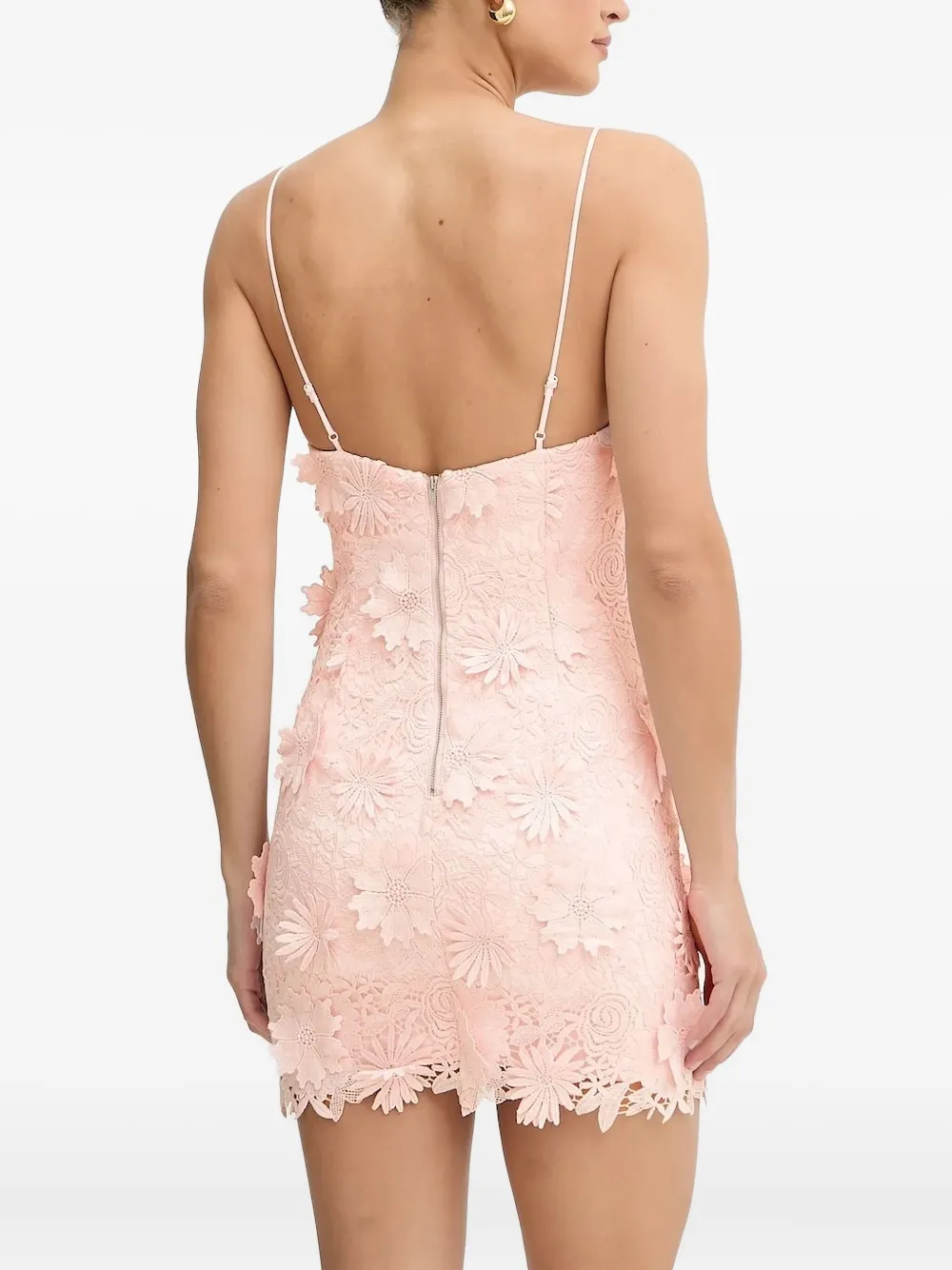 Bardot Jurk met bloemenpatch en kant - Roze