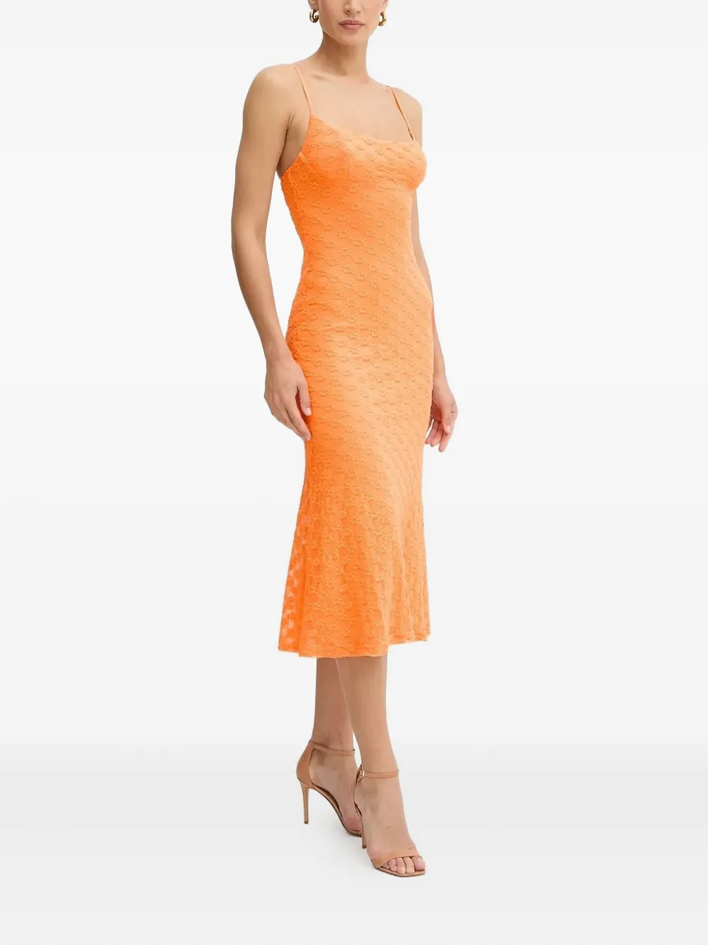 Bardot Adoni Mesh Midi Dress In Orange