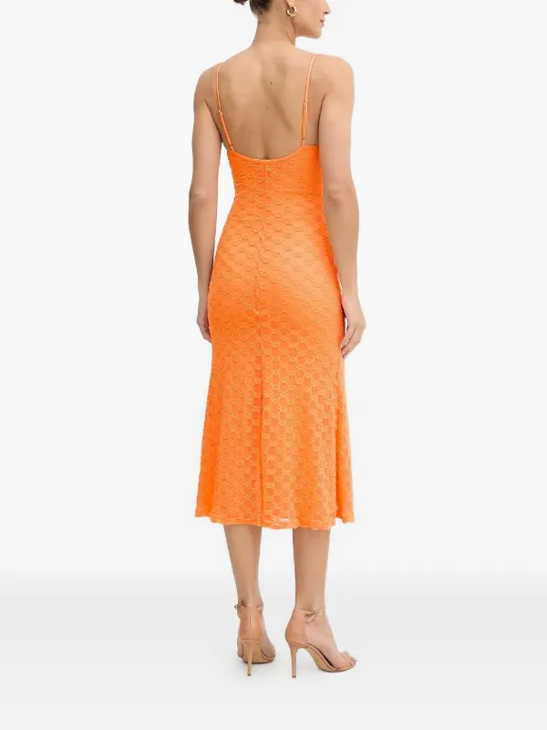 Bardot floral-lace Midi Dress | Orange | FARFETCH GE