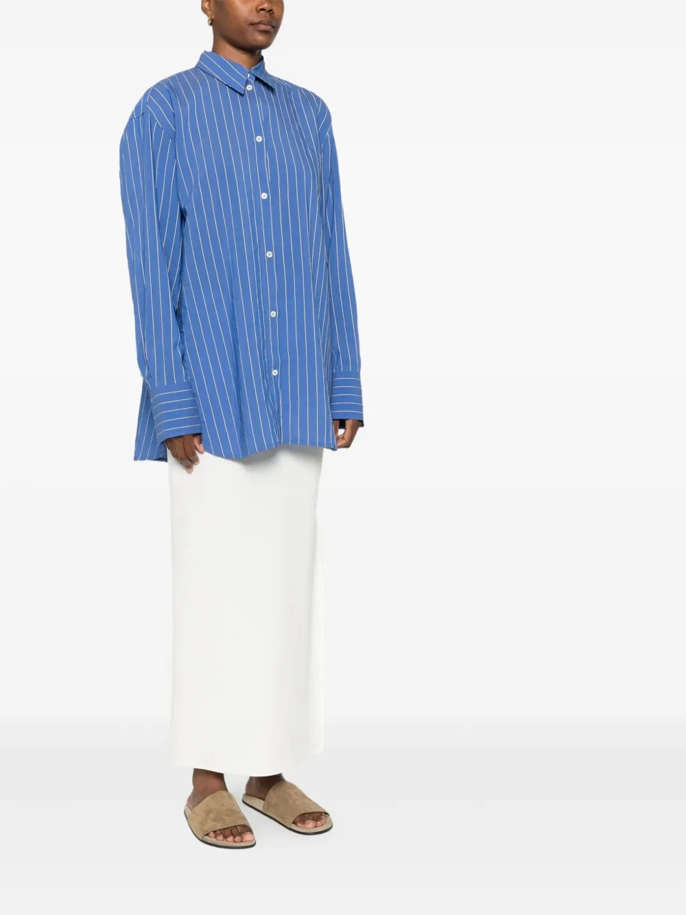 Totême Pinstriped Poplin Shirt In Blue