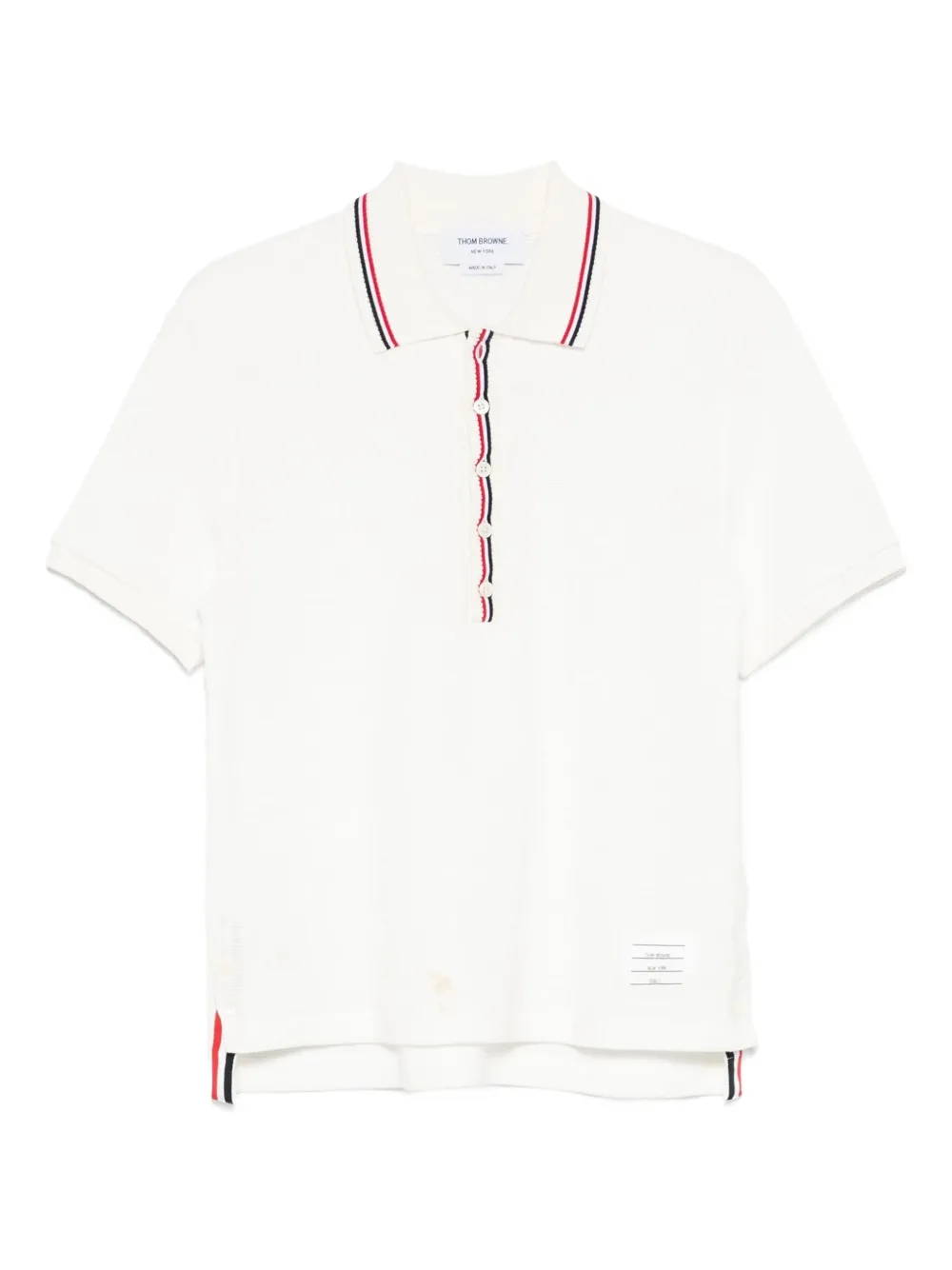 Thom Browne logo-patch polo shirt | White | Image 1