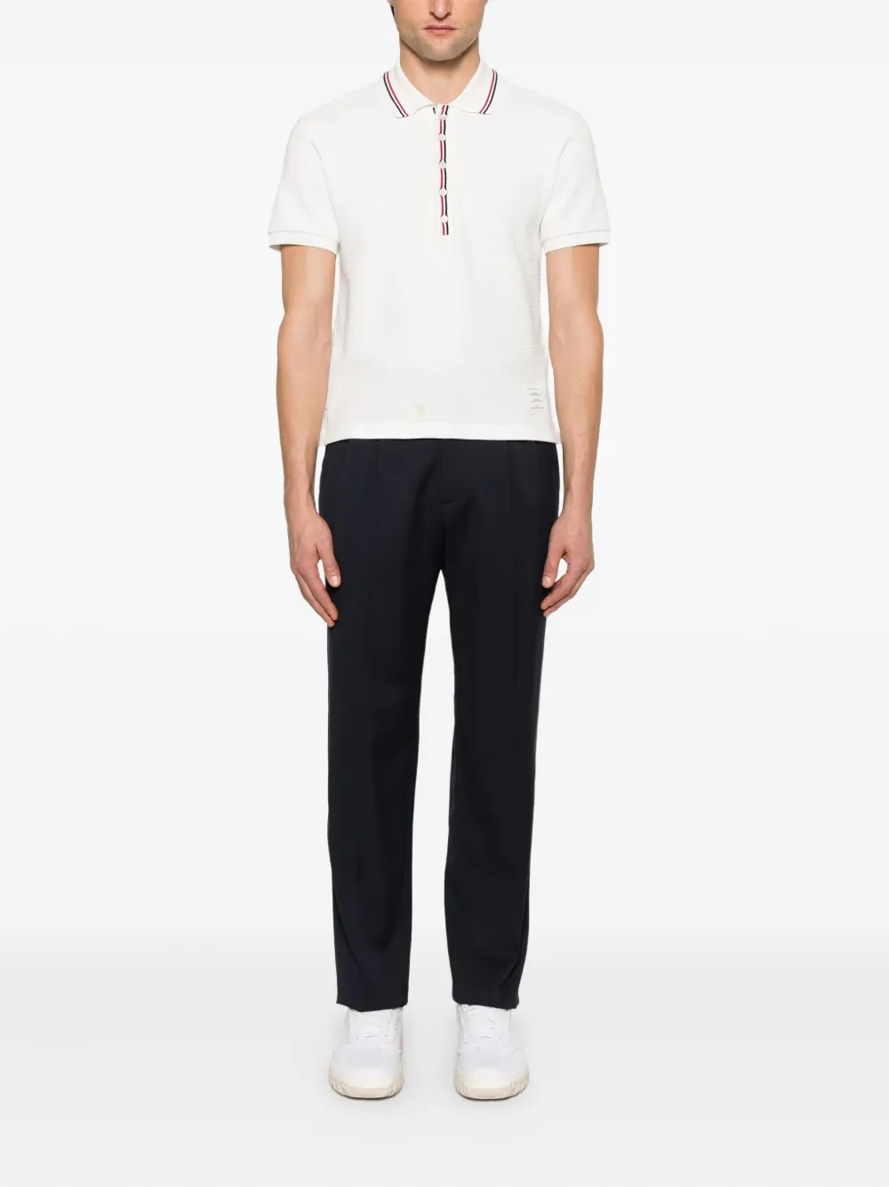 Thom Browne logo-patch polo shirt - Wit