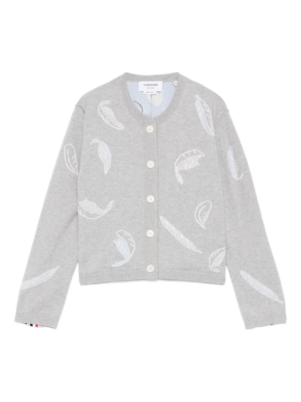 Thom Browne feather-intarsia cardigan - Grigio