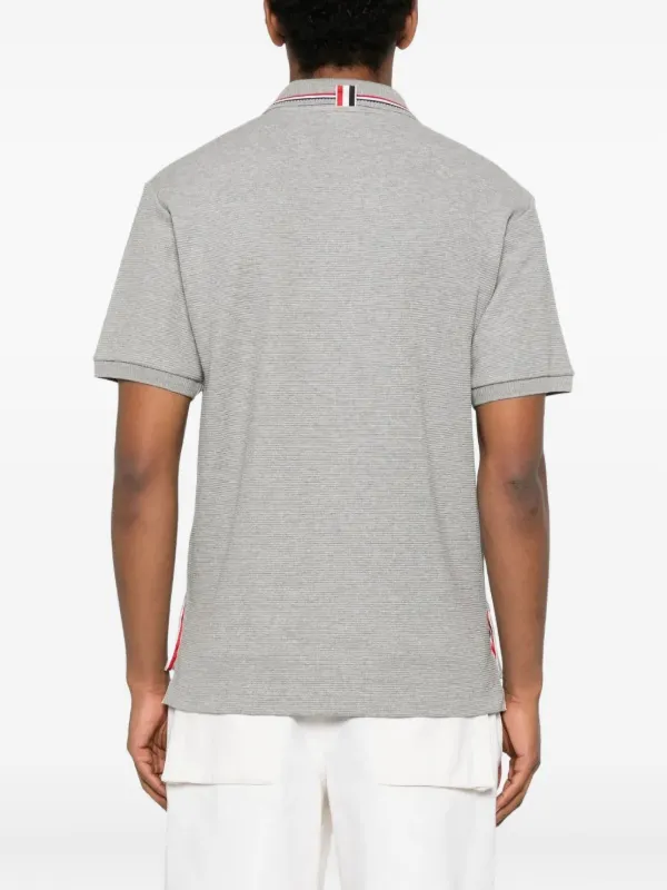 Thom Browne logo-patch Polo Shirt | Grey | FARFETCH