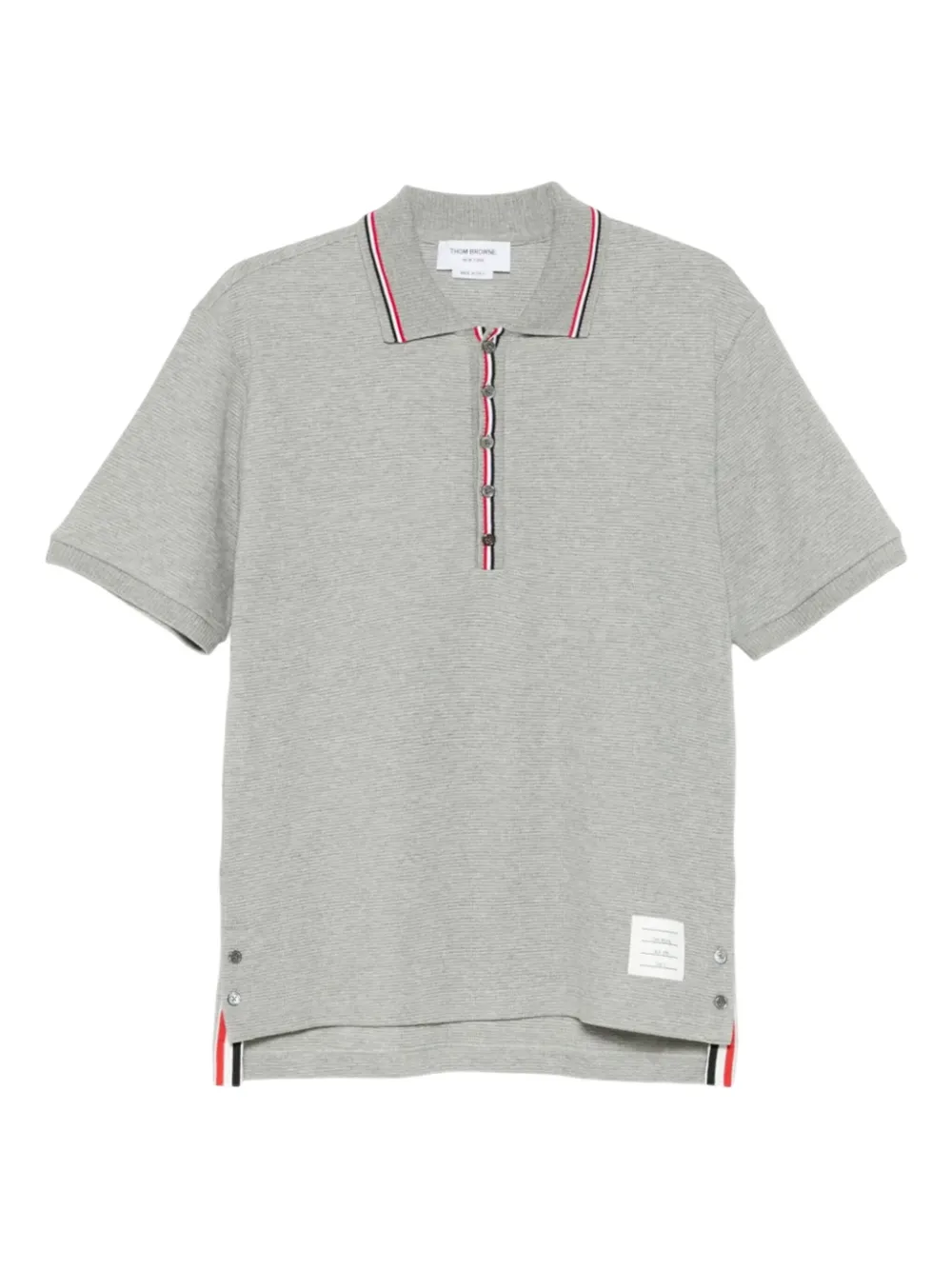 Thom Browne logo-patch polo shirt | Grey | Image 1