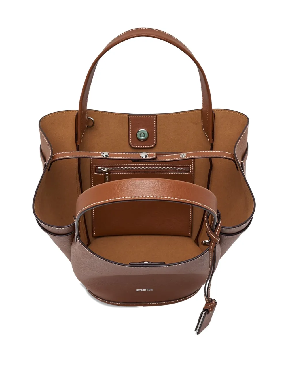 Joy Gryson Pleated Bucket Tote Bag In Brown