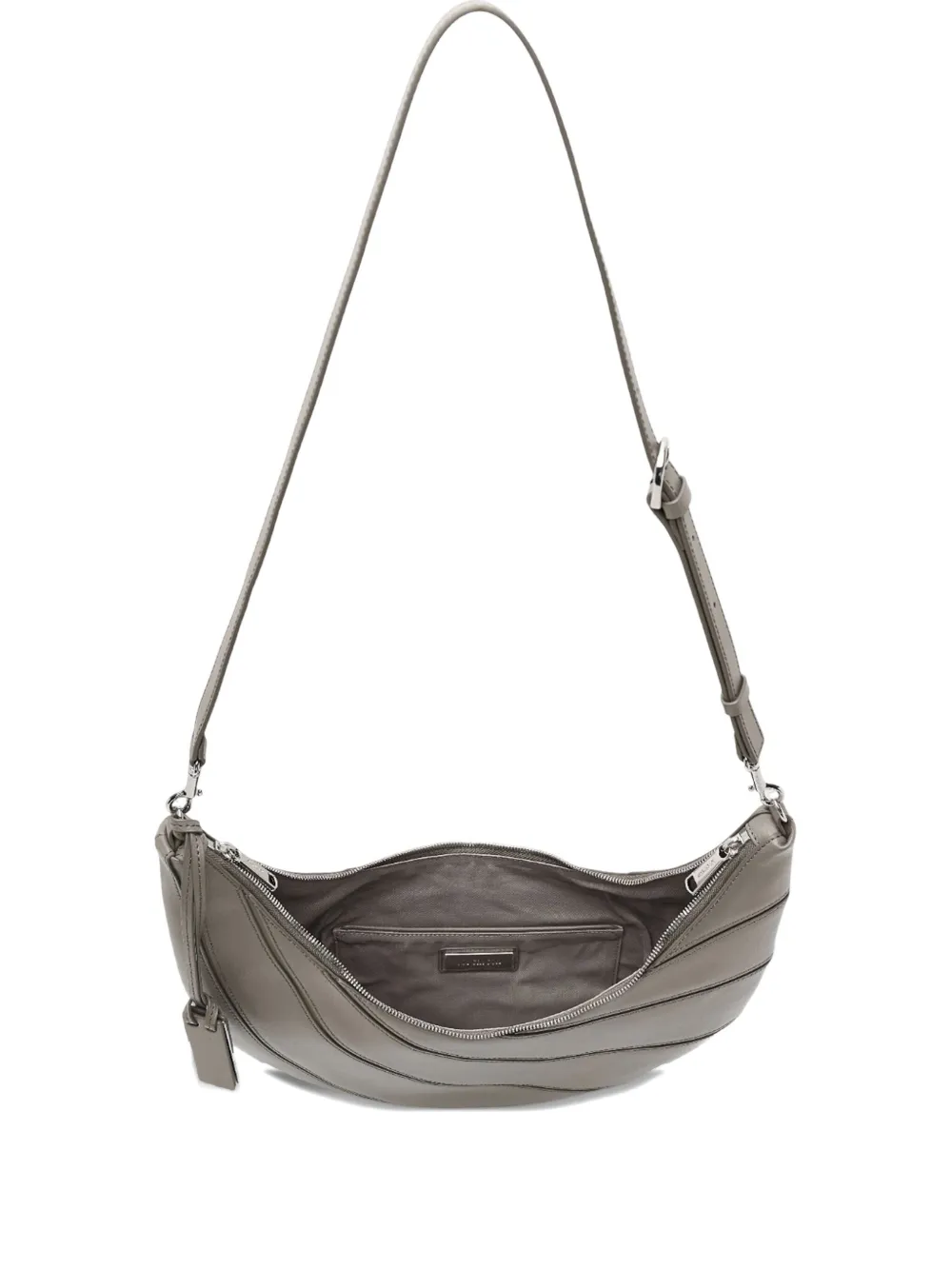 Joy Gryson Crescent-shaped Leather Shoulder Bag In Gray