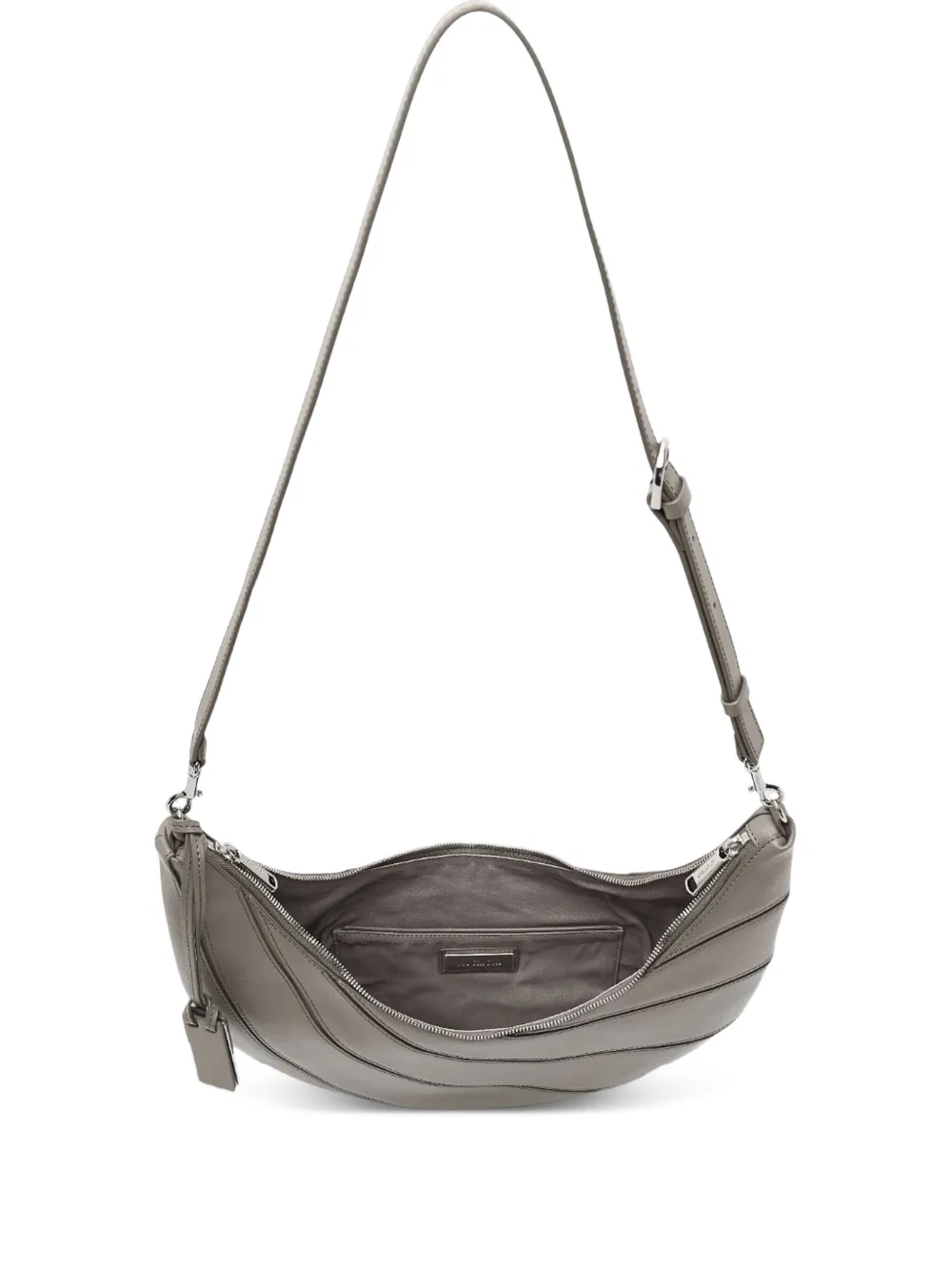 JOY GRYSON crescent-shaped Leather Shoulder Bag | Grey JOY GRYSON crescent-shaped Leather Shoulder Bag | Grey