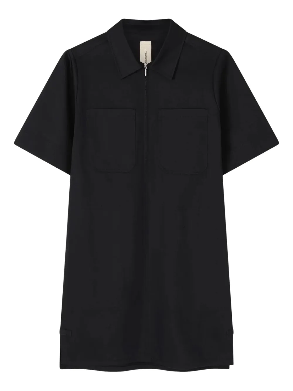 Lee Mathews Drill Zip-up Minidress In Black