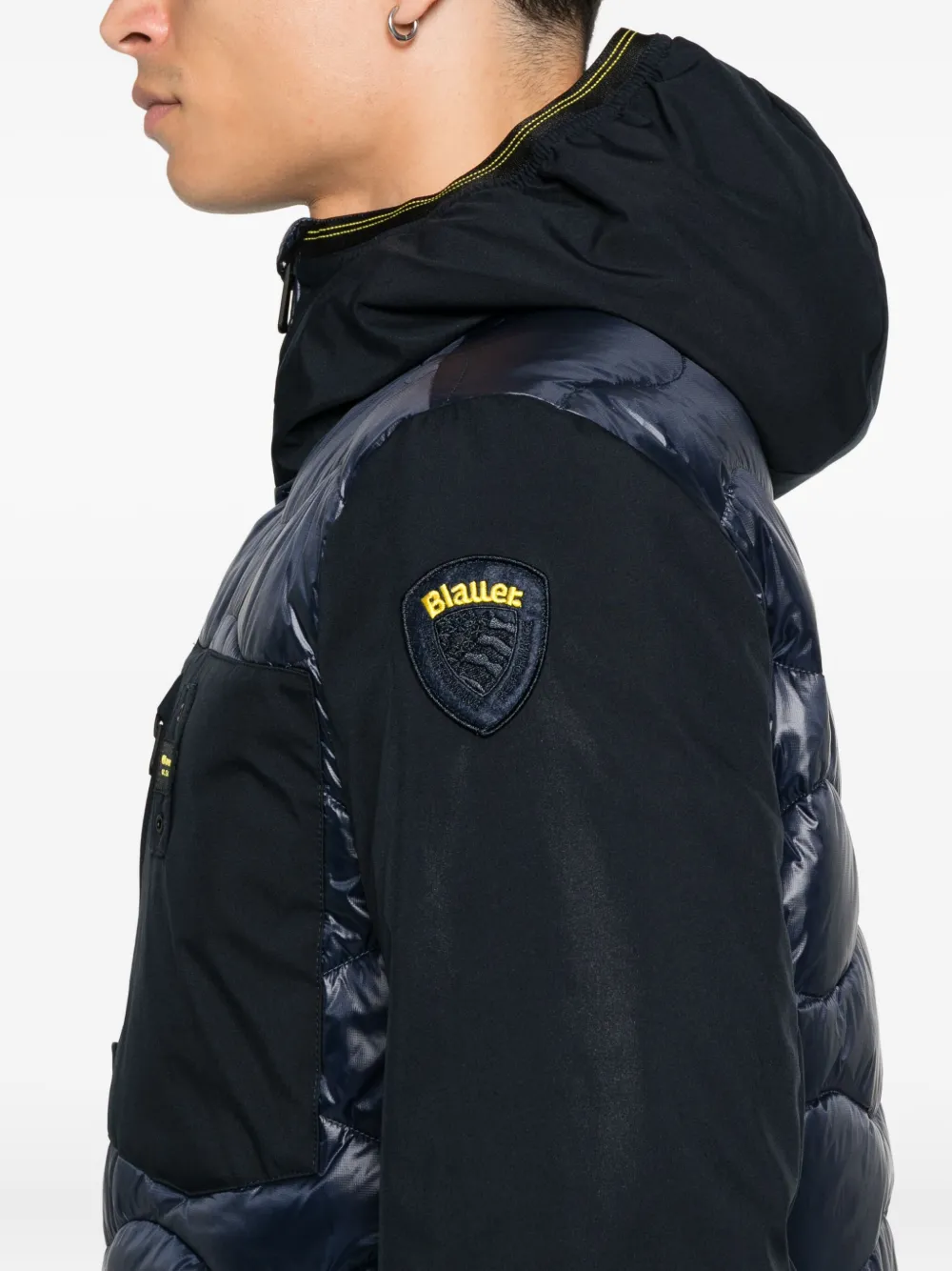 Blauer Gevoerd jack met capuchon Blauw