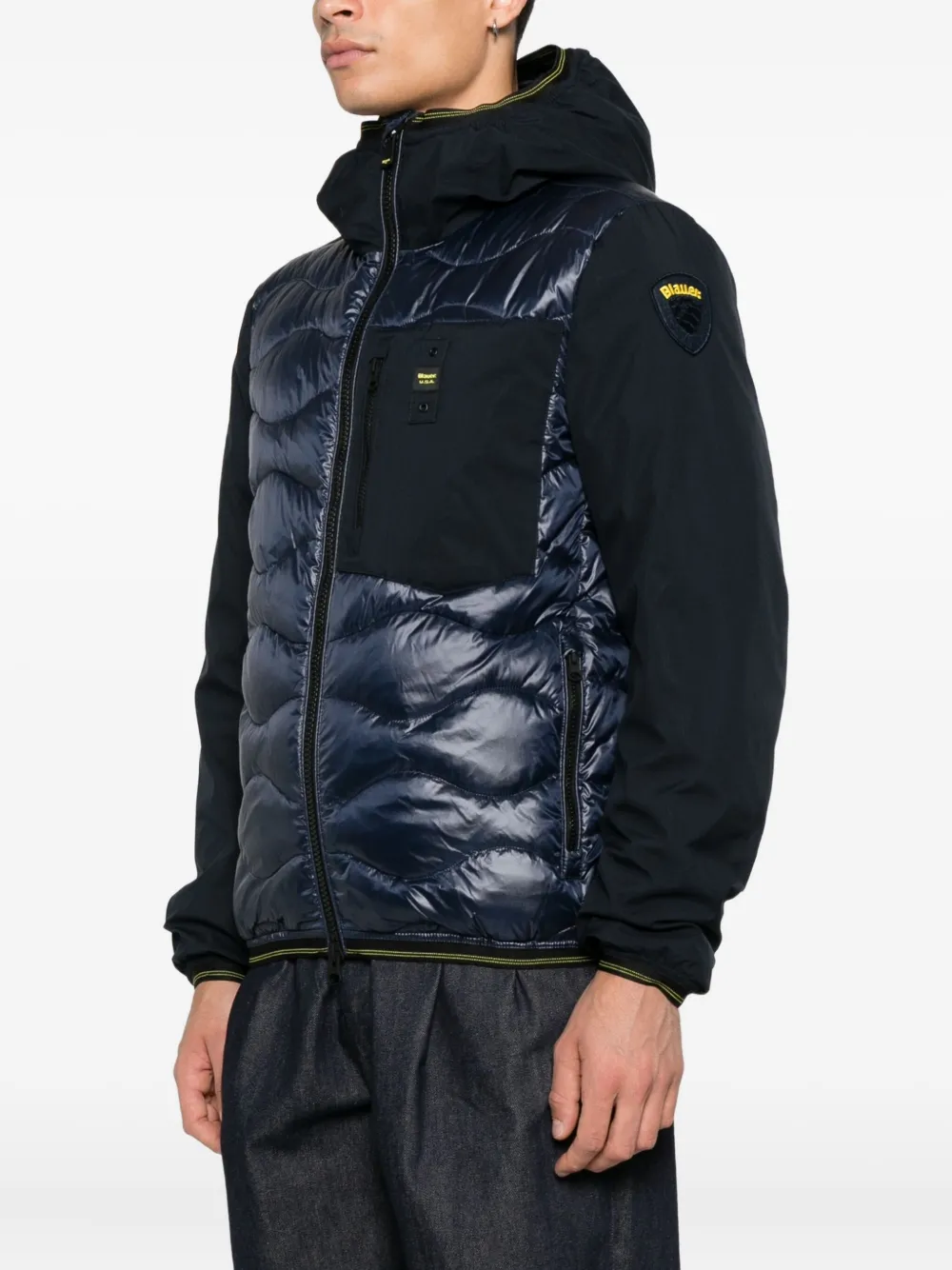 Blauer Gevoerd jack met capuchon Blauw