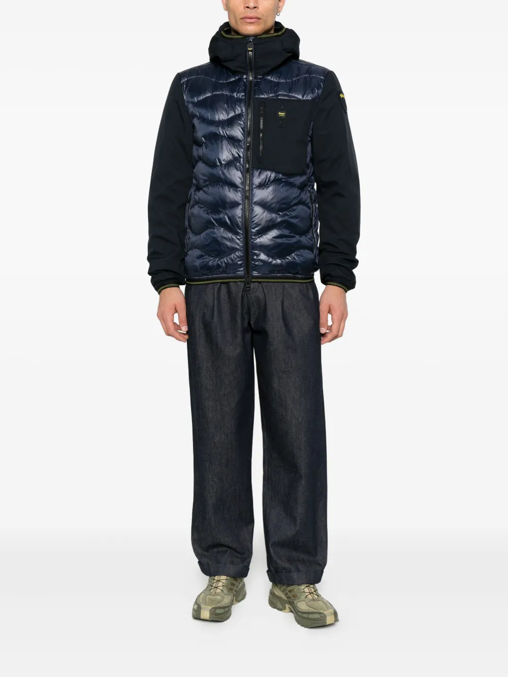 Blauer Gevoerd jack met capuchon Blauw