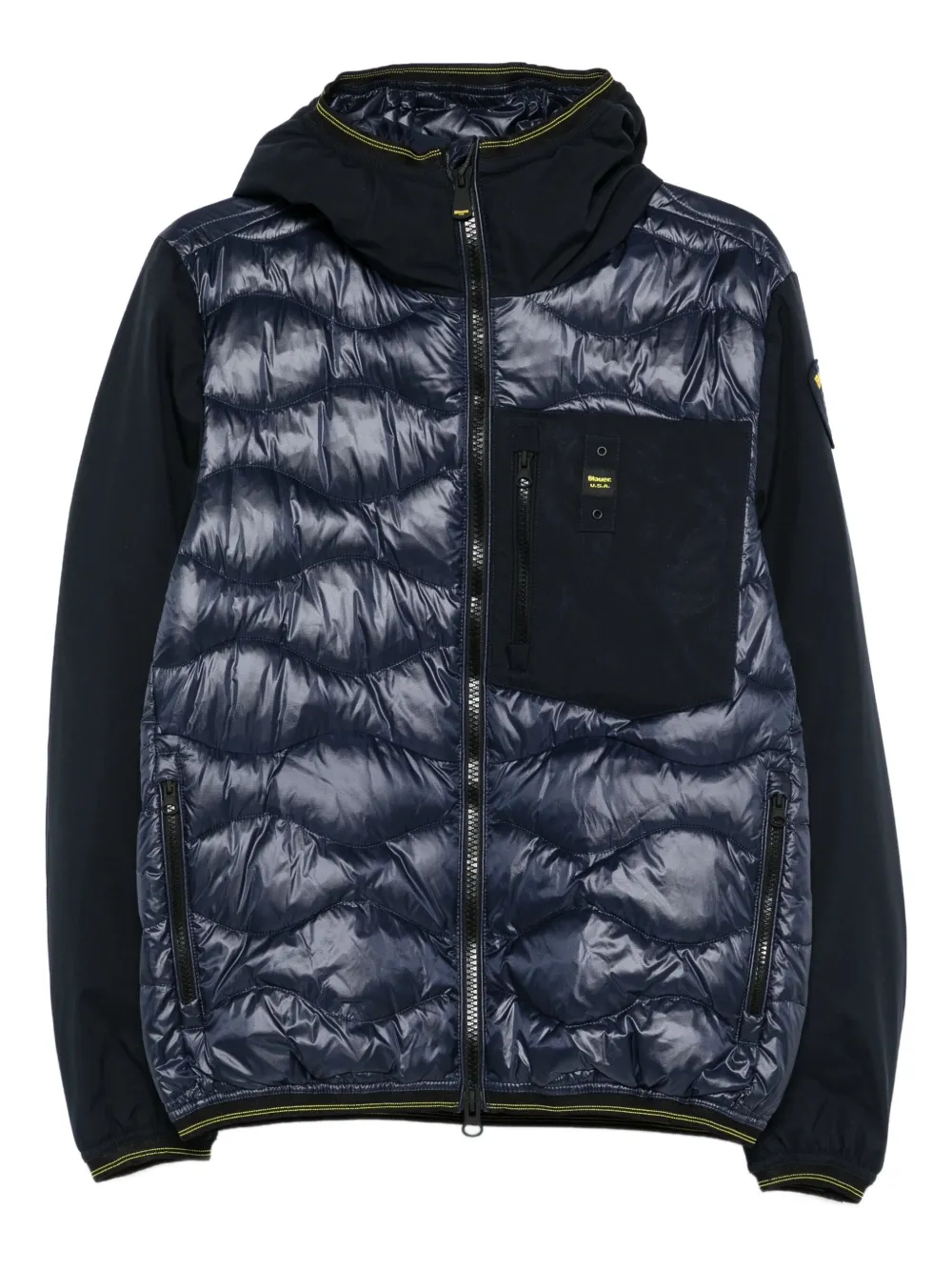 Blauer Gevoerd jack met capuchon Blauw