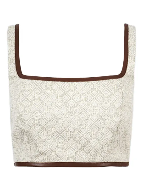 Casablanca geometric-pattern square-neck top