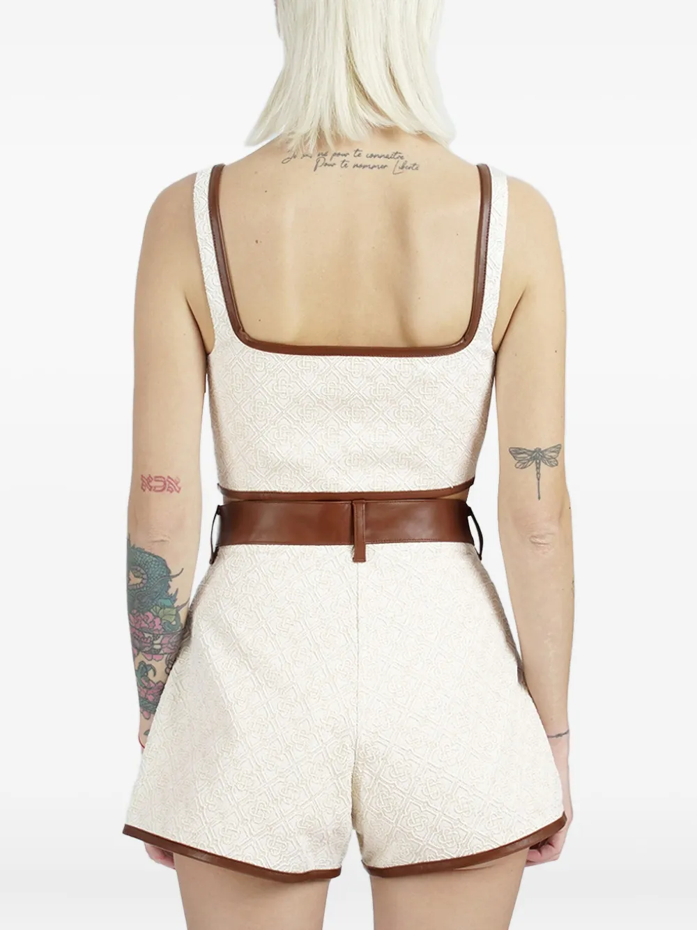 Casablanca Top met geometrisch patroon en vierkante hals Wit