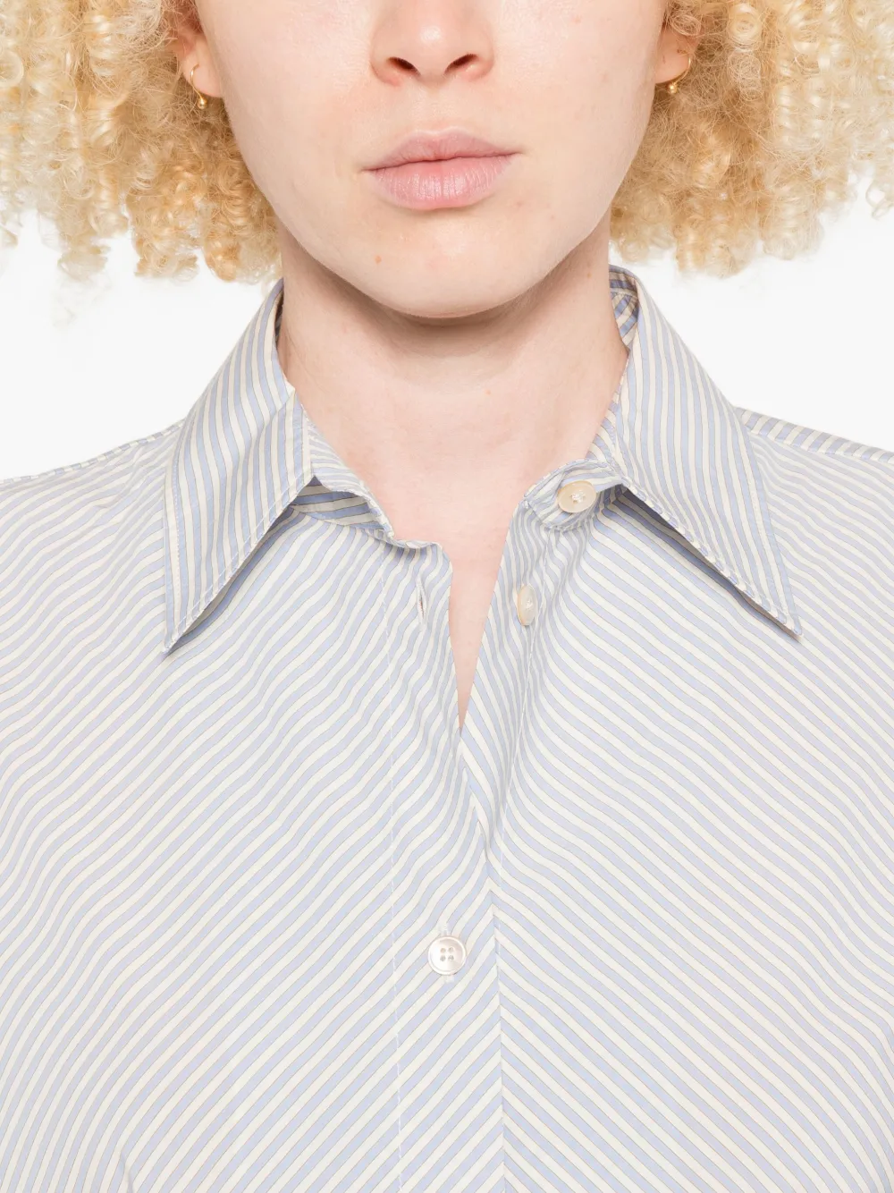 Forte Gestreept katoenen blouse Blauw