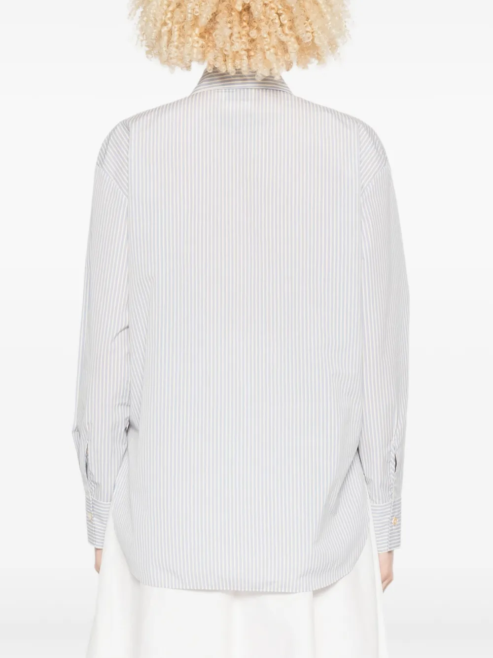 Forte Gestreept katoenen blouse Blauw