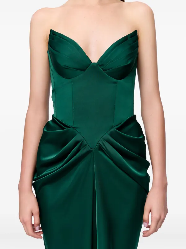 Ana Radu Corset Draped Maxi Dress | Green | FARFETCH