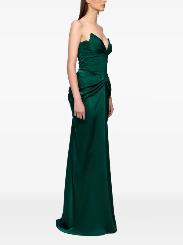 Ana Radu Corset Draped Maxi Dress | Green | FARFETCH