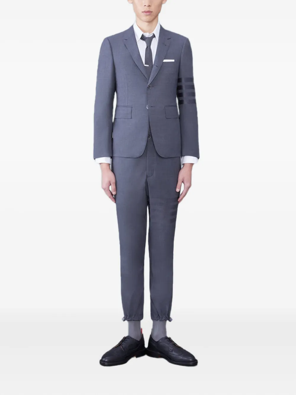 Thom Browne Broek met elastische cuffs en streepdetail - Grijs