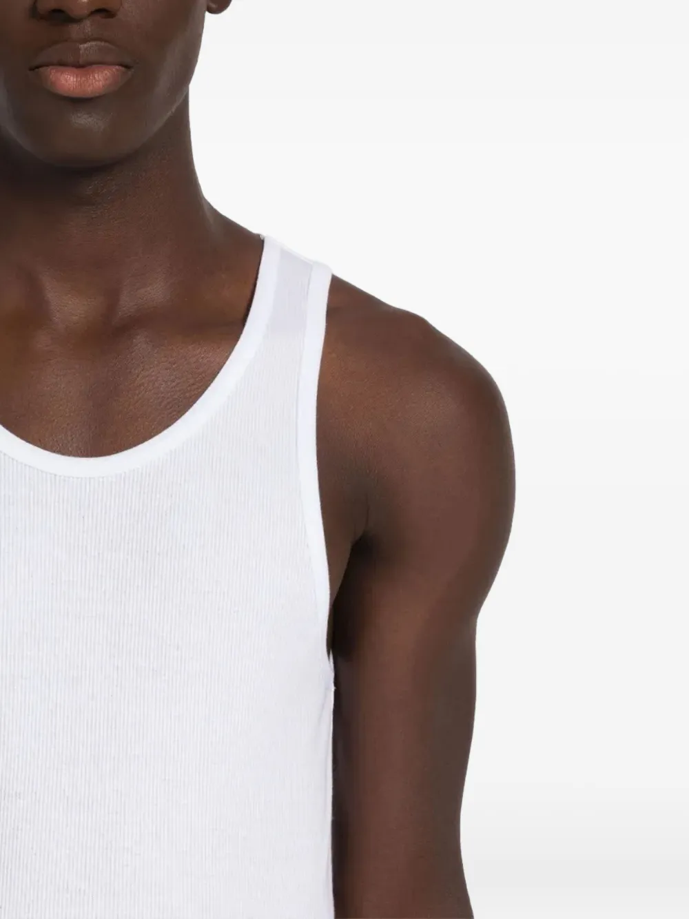 Thom Browne Geribbelde tanktop met logo-applicatie Wit