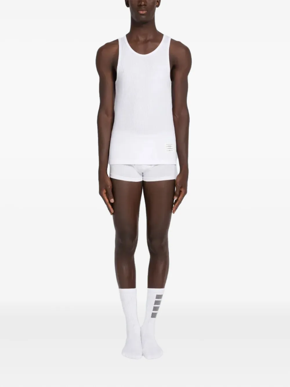Thom Browne Geribbelde tanktop met logo-applicatie - Wit