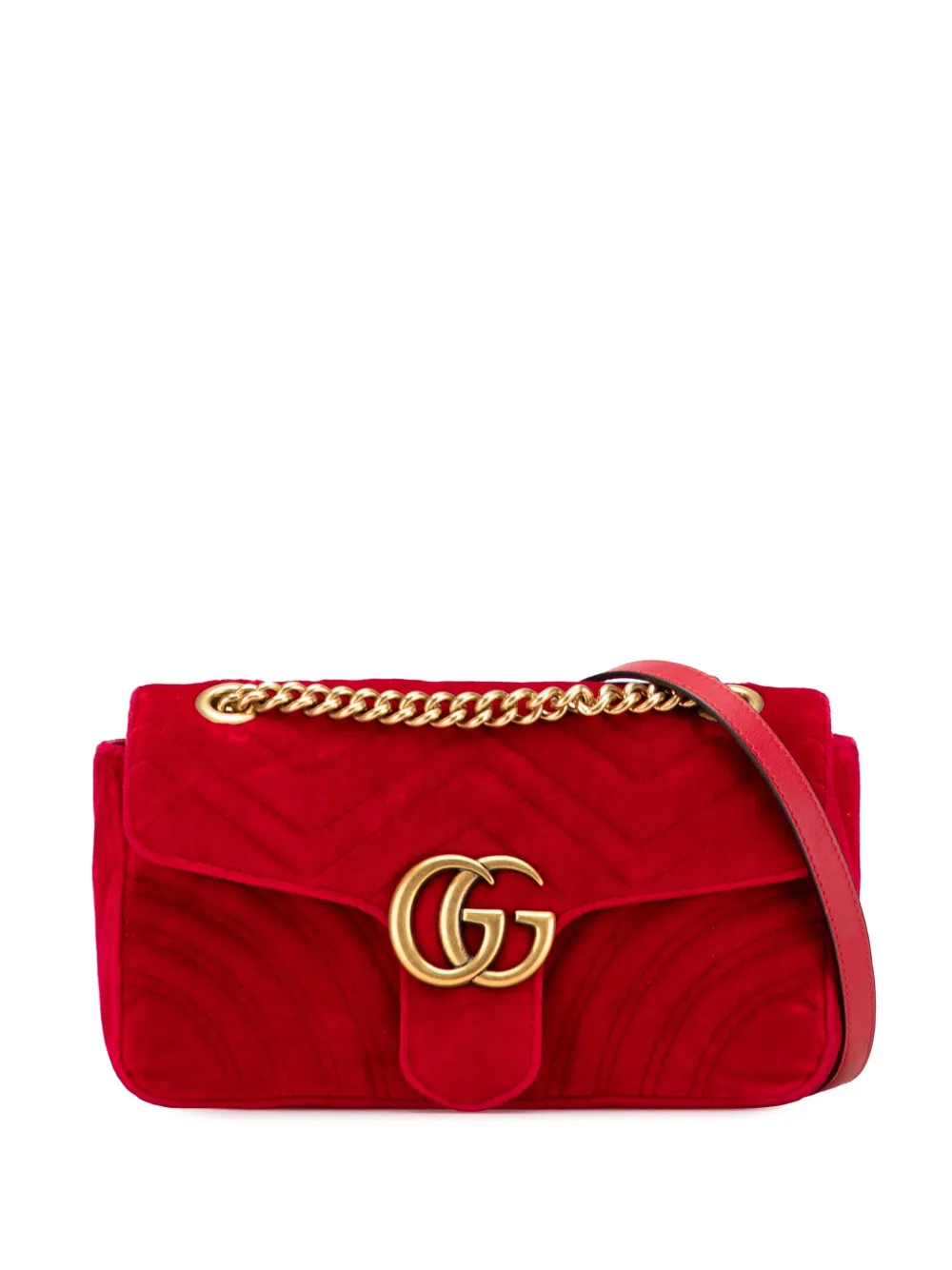 Gucci Pre-Owned 2016-2025 Small GG Marmont Matelasse Velvet Flap Gucci Pre-Owned 2016-2025 Small GG Marmont Matelasse Velvet Flap