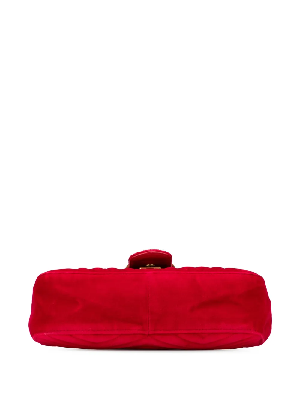 Pre-owned Gucci 2016-2025 Small Gg Marmont Matelasse Velvet Flap Crossbody Bag In Red
