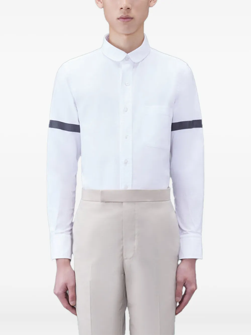 Thom Browne T-shirt met lange mouwen en logo-applicatie Wit