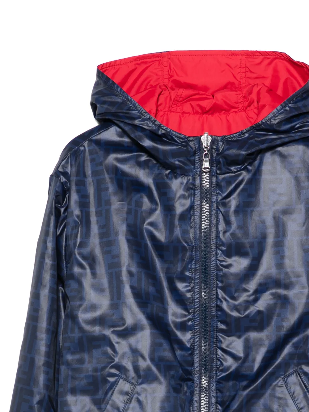 Fendi Kids Jack met capuchon en FF-logoprint Blauw