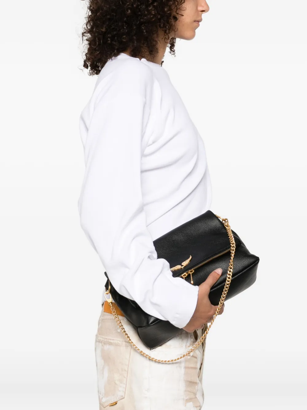 Zadig&Voltaire Rocky grained-leather shoulder bag Zwart