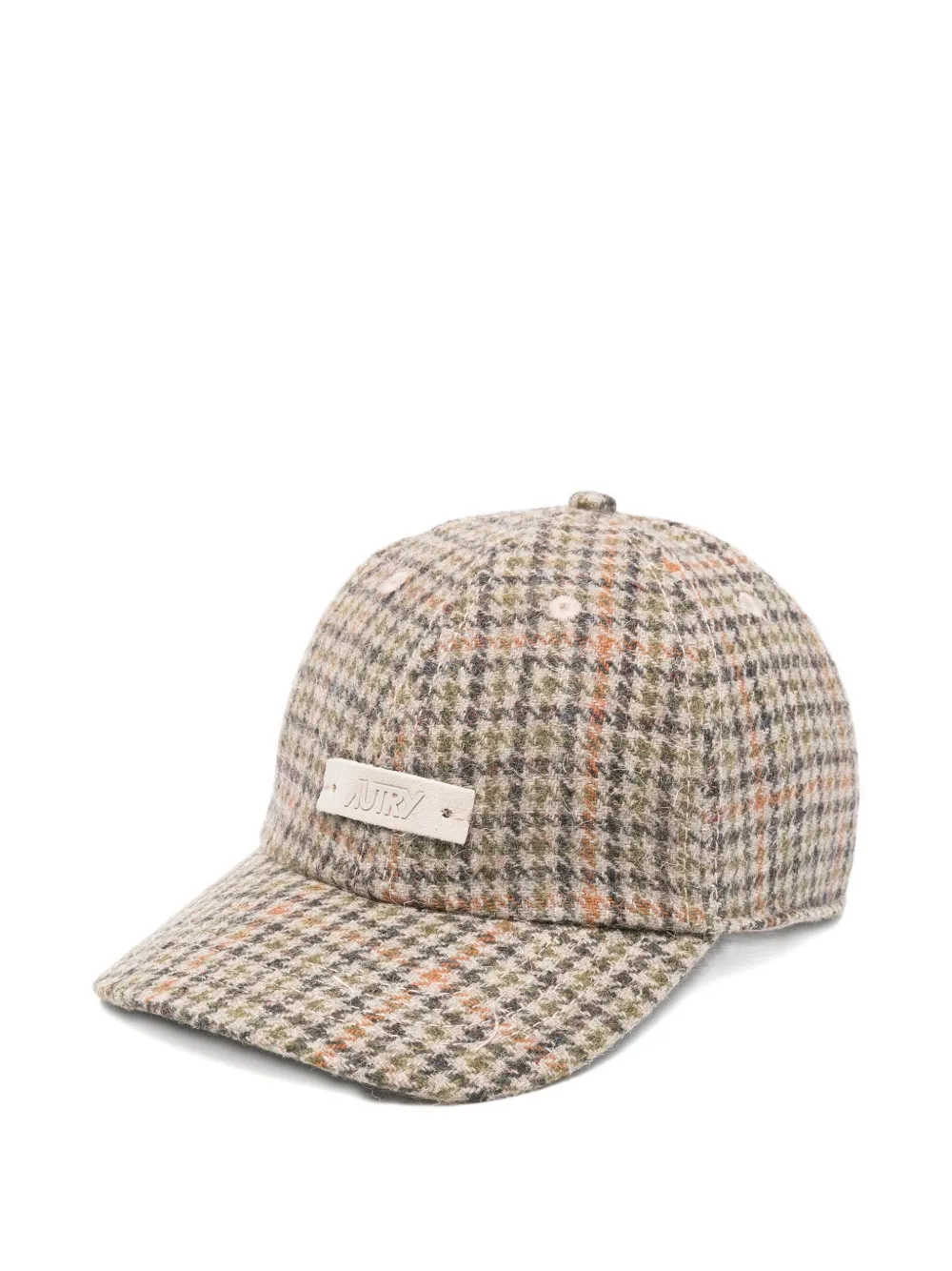 Autry Houndstooth-pattern Wool-blend Cap In Brown