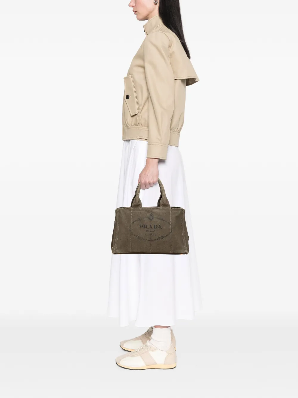 Pre-owned Prada 2013-2025 Canvas Canapa Logo Satchel In Brown