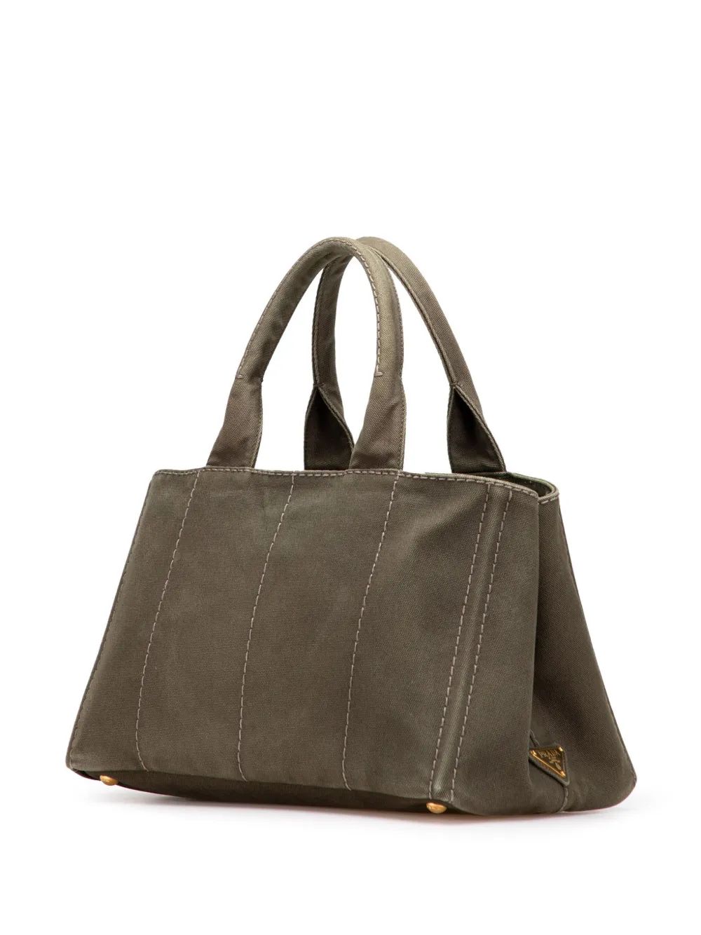 Pre-owned Prada 2013-2025 Canvas Canapa Logo Satchel In Brown