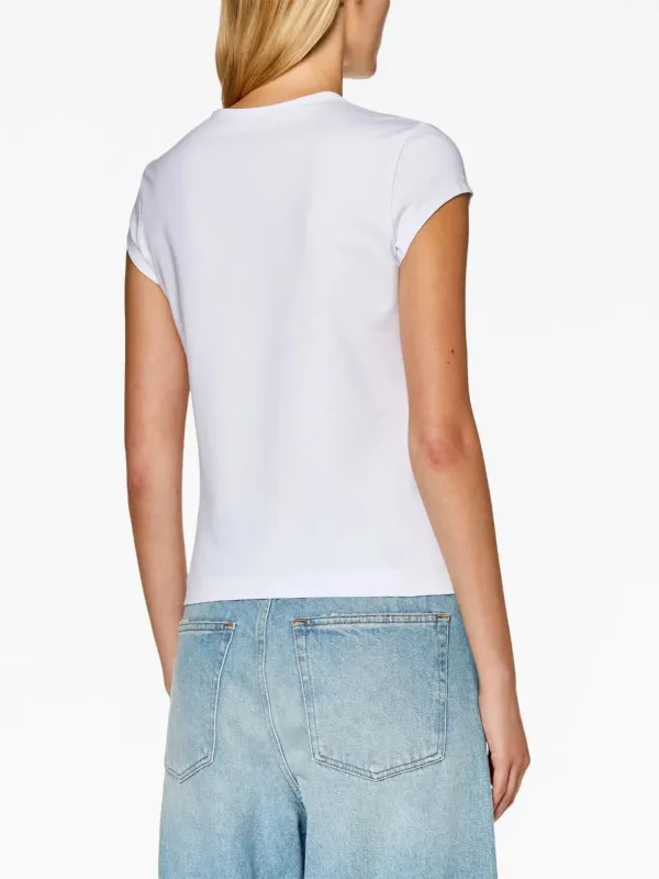 【DIESEL】T-Angie ウィメンズ Tシャツ T-ANGIE Woman: Cotton T-shirt with cut-out D logo | Diesel