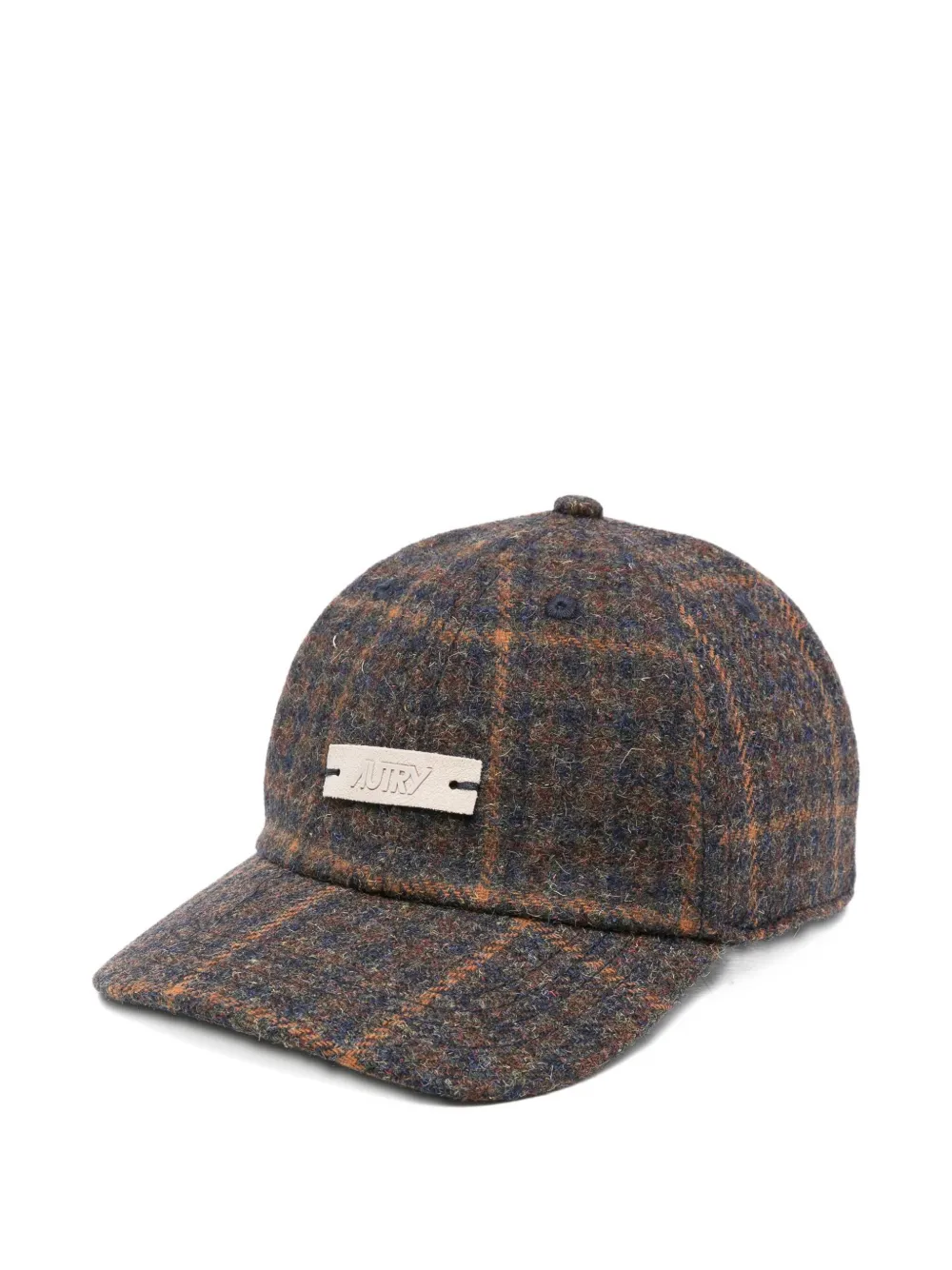 Autry Checked Wool-blend Cap In Brown