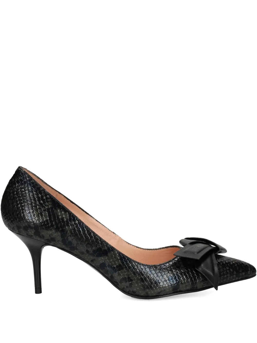 Love Moschino snakeskin bow pumps Black