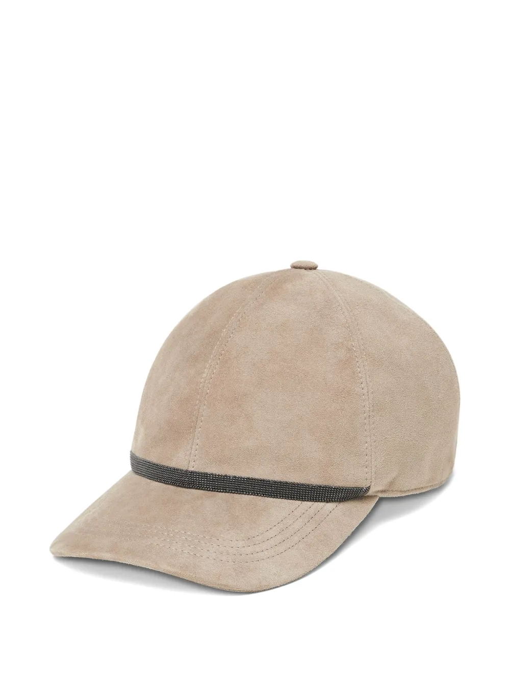 Brunello Cucinelli Suède honkbalpet met kralen Beige