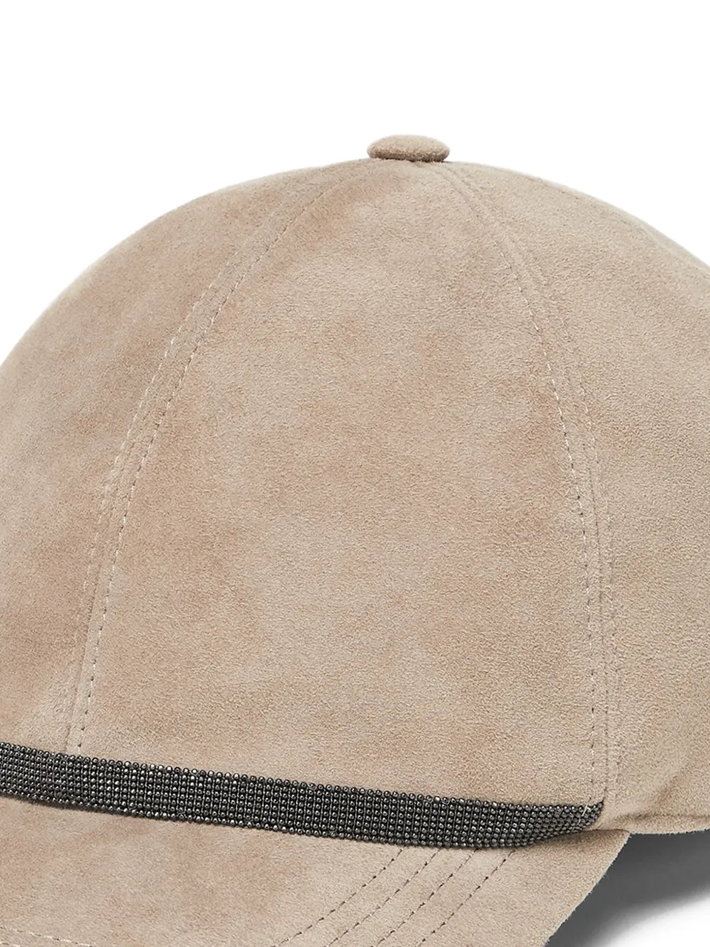 Brunello Cucinelli Suède honkbalpet met kralen Beige