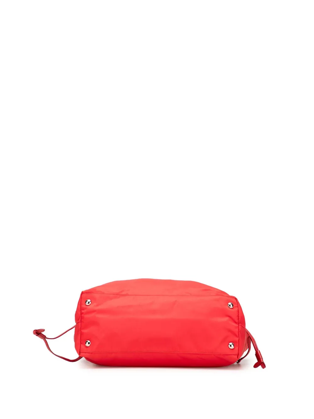Pre-owned Prada 2013-2025 Saffiano Trimmed Tessuto Open Convertible Tote Satchel In Red