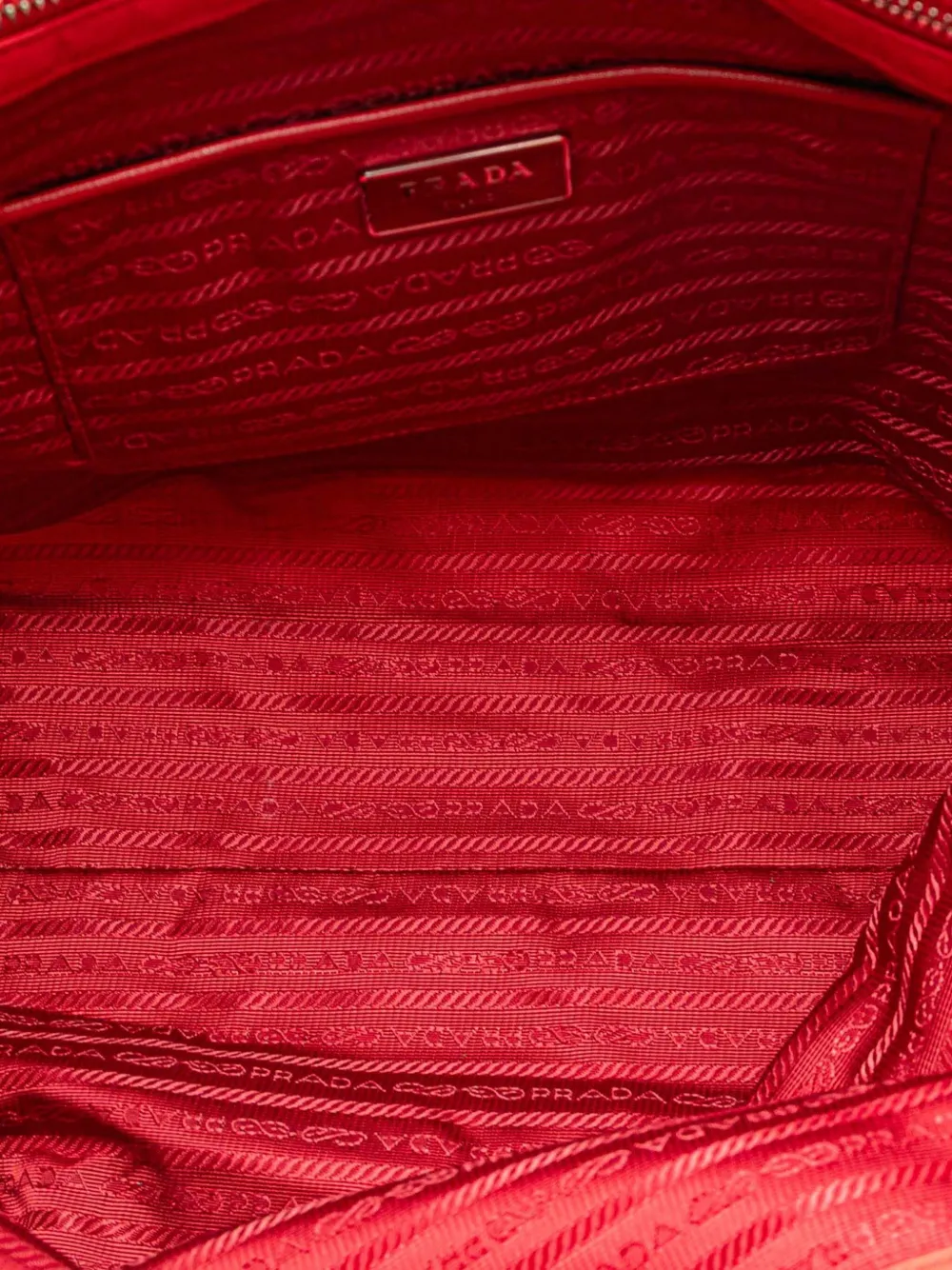 Pre-owned Prada 2013-2025 Saffiano Trimmed Tessuto Open Convertible Tote Satchel In Red