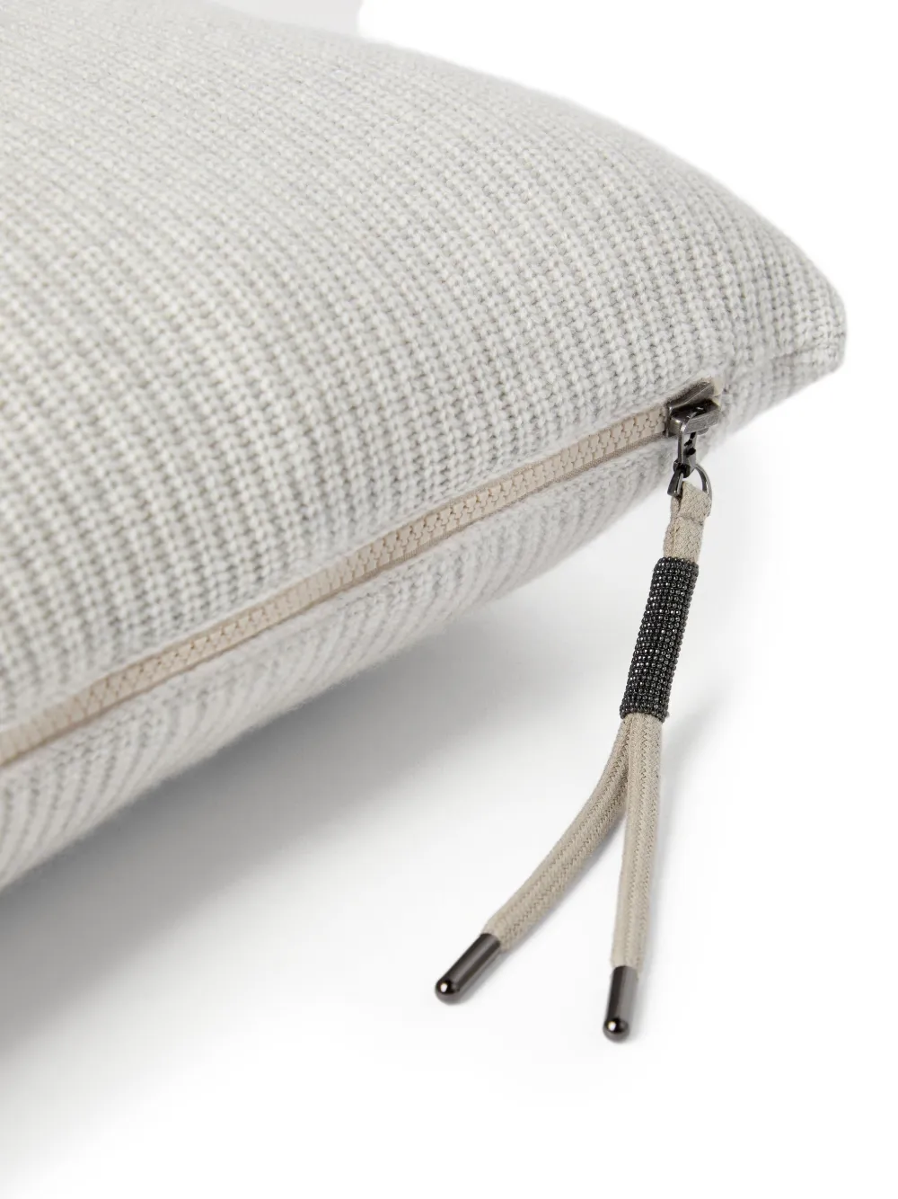  Brunello Cucinelli Coussin En Maille Nervurée à Fermeture Zippée (40 Cm X 40 Cm) - Gris 