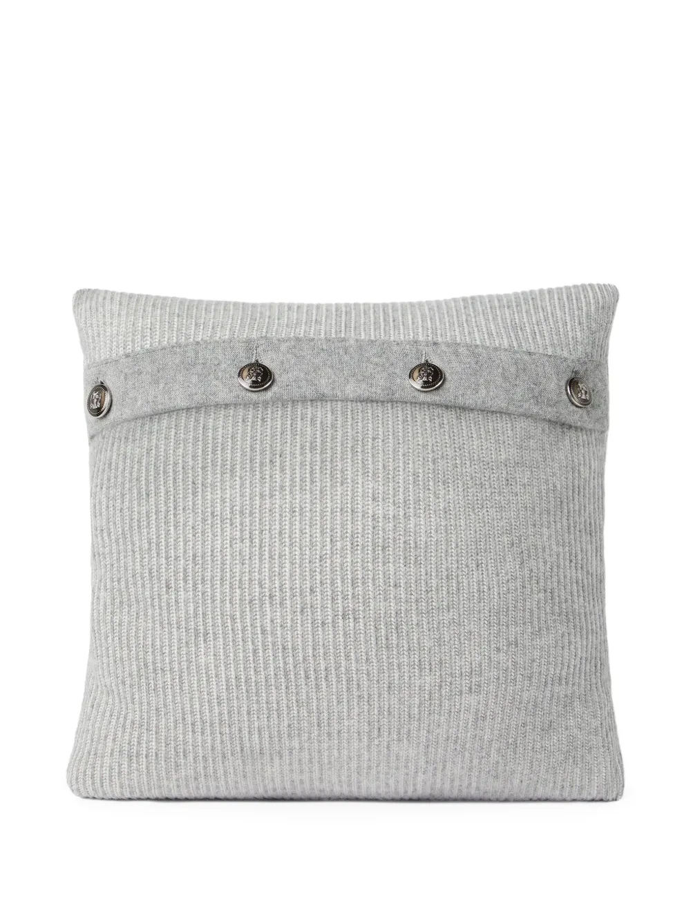 Brunello Cucinelli Ribbed Buttoned Cushion (40cm X 40cm) In Gray