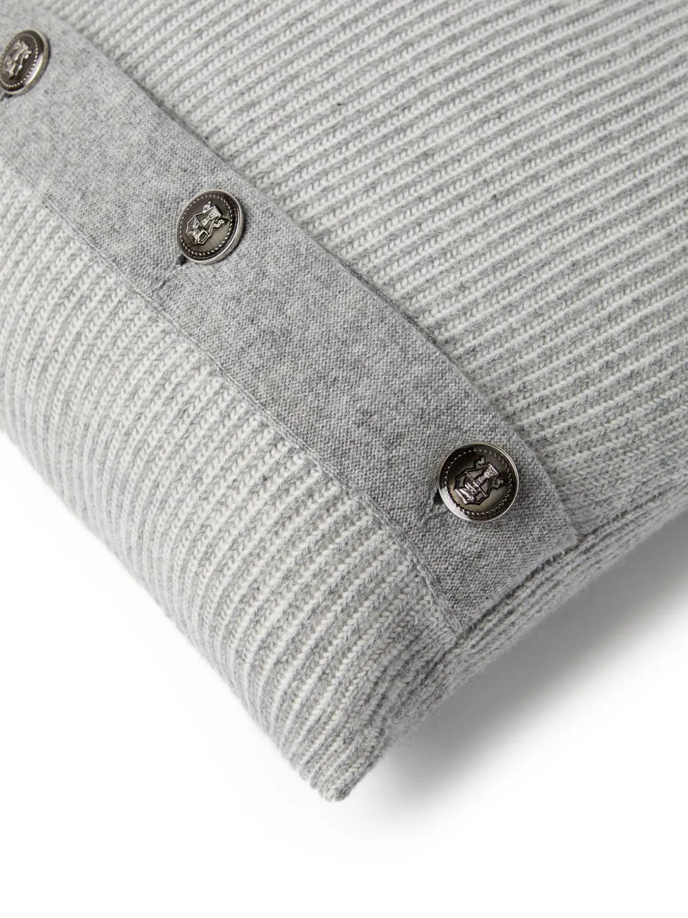Brunello Cucinelli Ribbed Buttoned Cushion (40cm X 40cm) In Gray