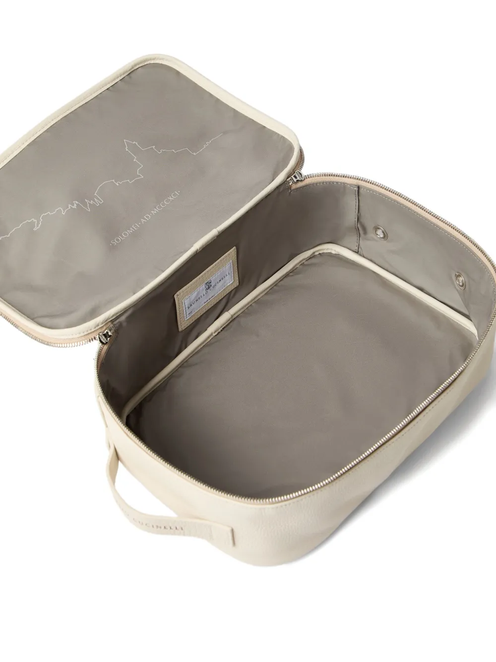 Brunello Cucinelli leather zip-top shoe organizer Neutrals