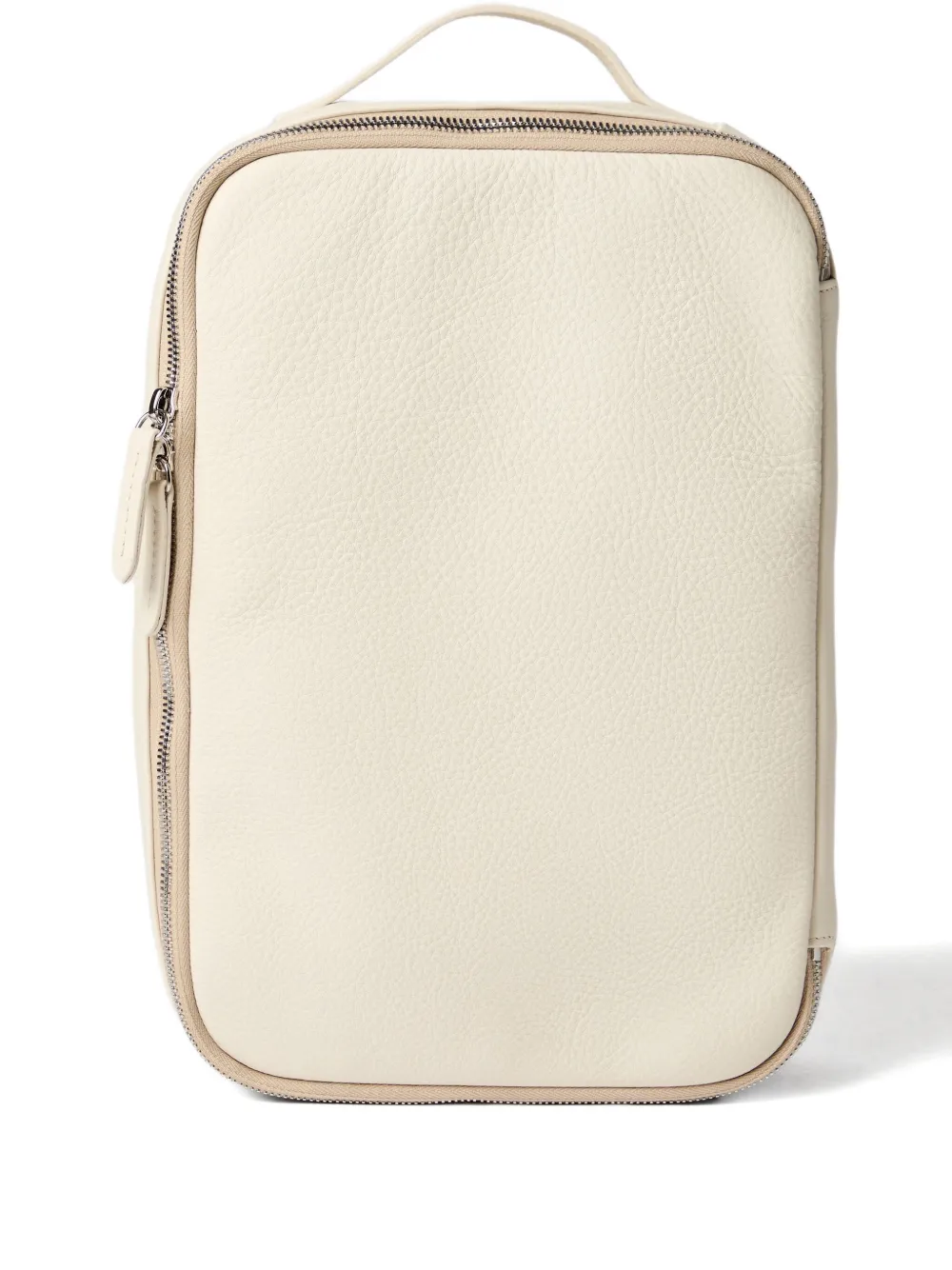 Brunello Cucinelli leather zip-top shoe organizer Neutrals