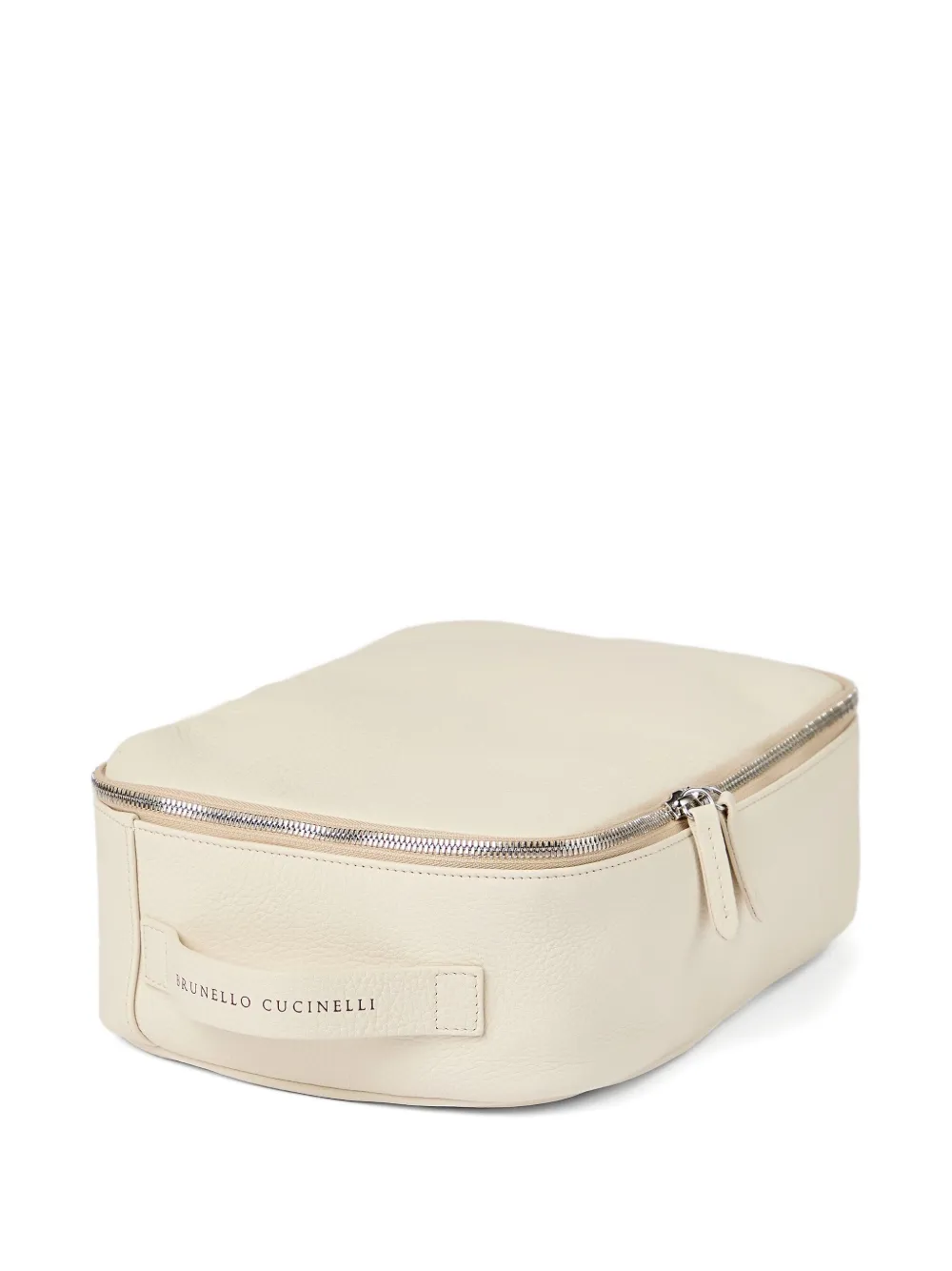 Brunello Cucinelli leather zip-top shoe organizer Neutrals